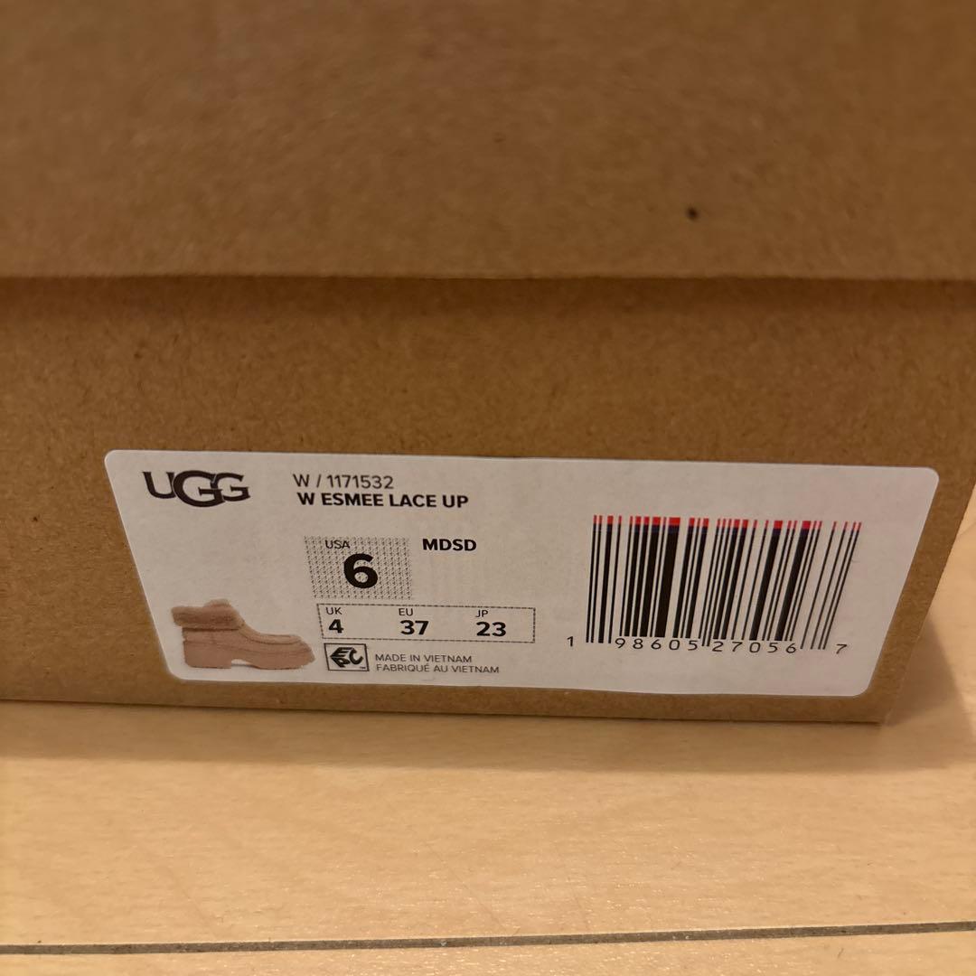 UGG エスミーレースアップ ムートンブーツ マスタードシード 厚底 23cm
