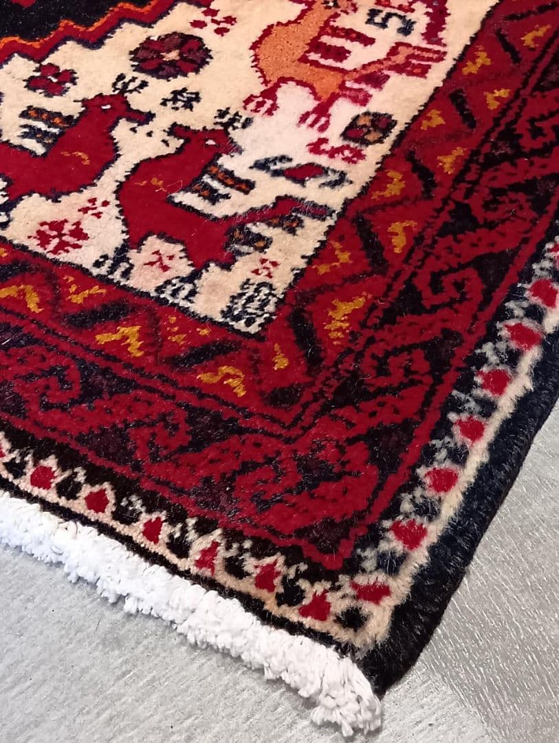 ペルシャ絨毯　オールド　バルーチ　トライバルラグ　イラン　手織り(18)