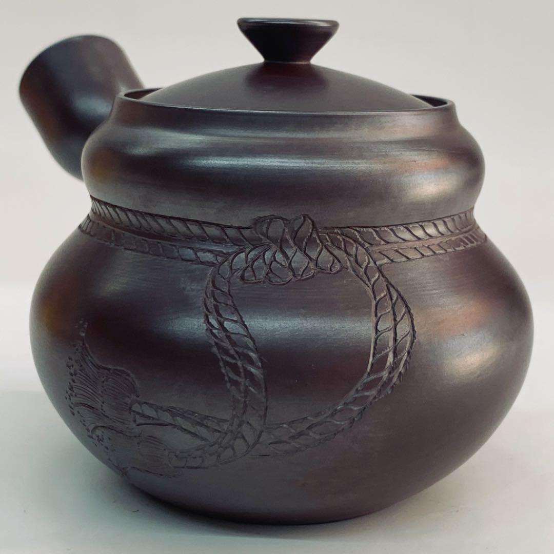 【茶注37    万古焼　急須　茶壺型】二代清水酔月　共箱