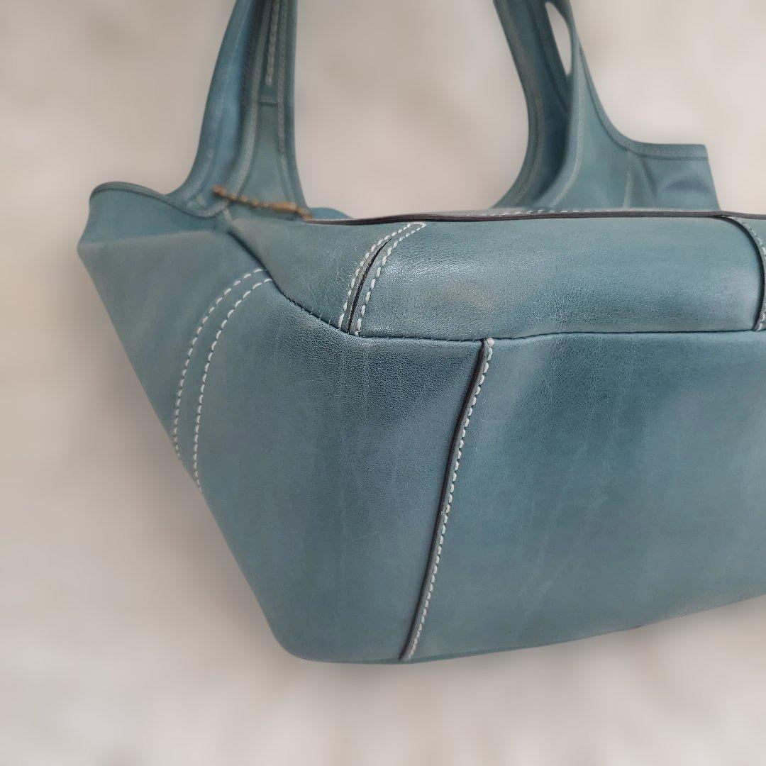 ⭐レア色美品⭐COACH レザー ショルダーバッグ ブルー