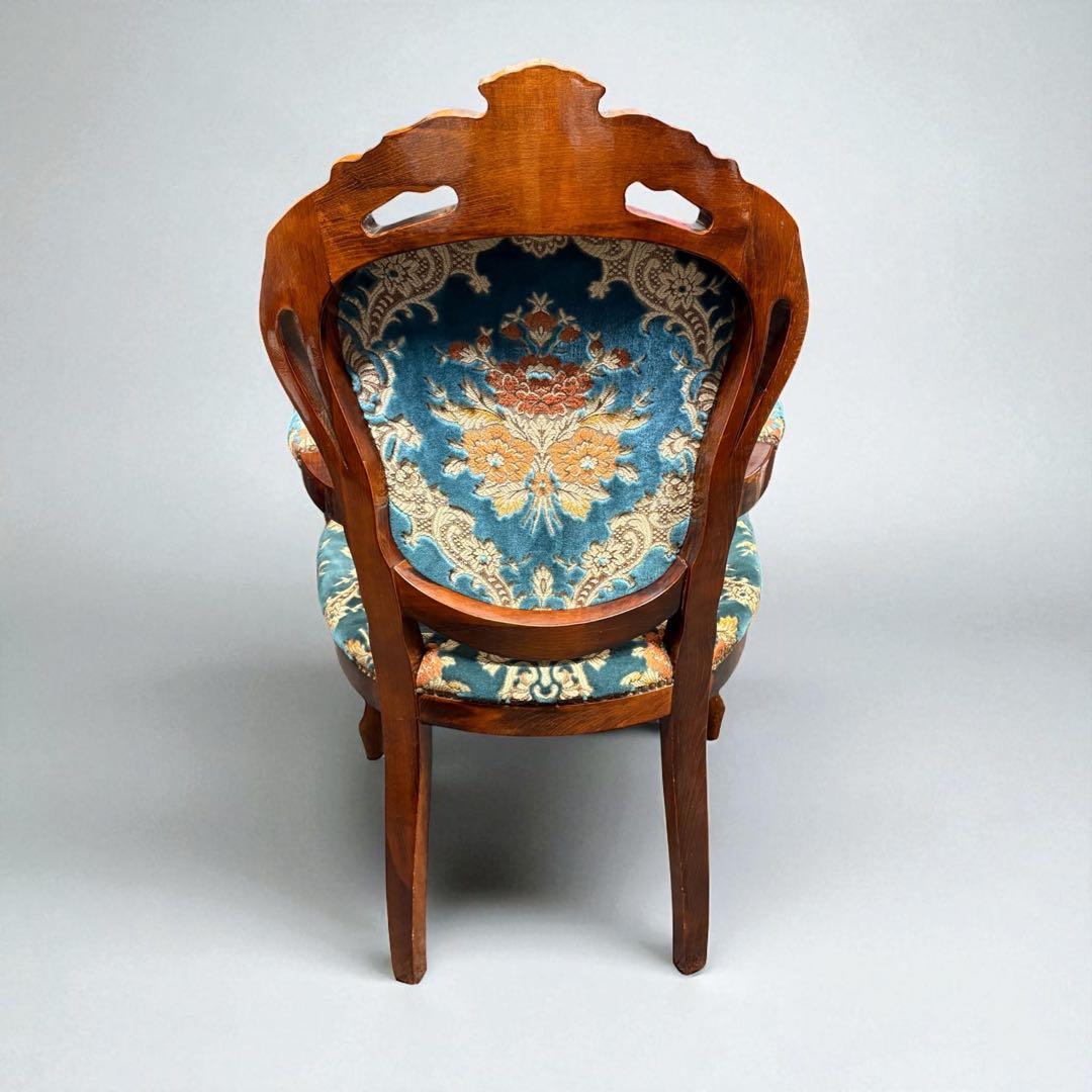 【詳細不明】アームチェア　金華山織　猫足　猫脚　ロココ調