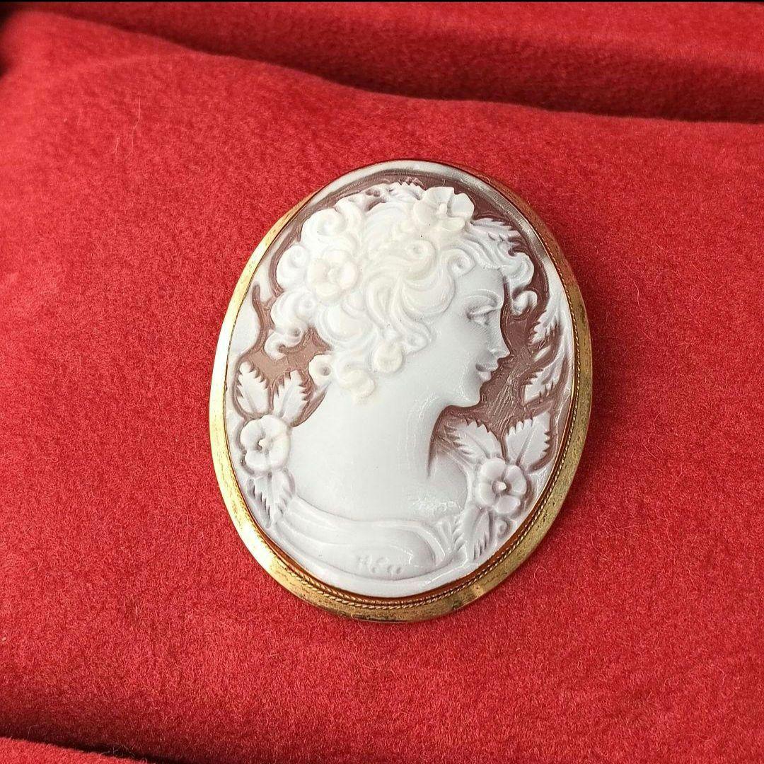 minto様　カメオ　シェルカメオ　ブローチペンダントトップ　ケース付き