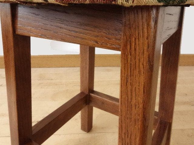 北海道手作り家具　ナラ材　スツール（花柄）　勇峰工芸（新）
