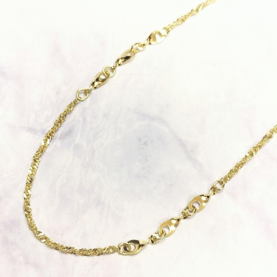 最終価格!K18 アンクレット ゴールド デザインチェーン 最大23cm