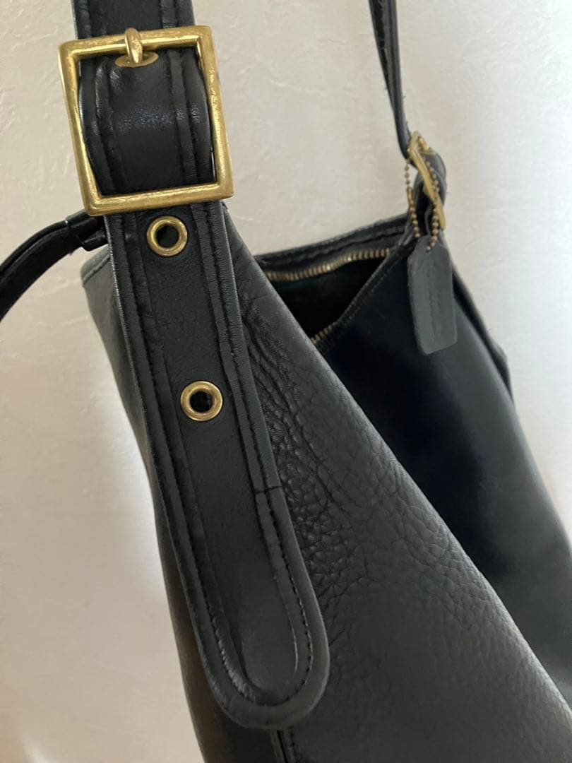 90年代　オールドコーチ　バケツ　黒レザーショルダーバッグ