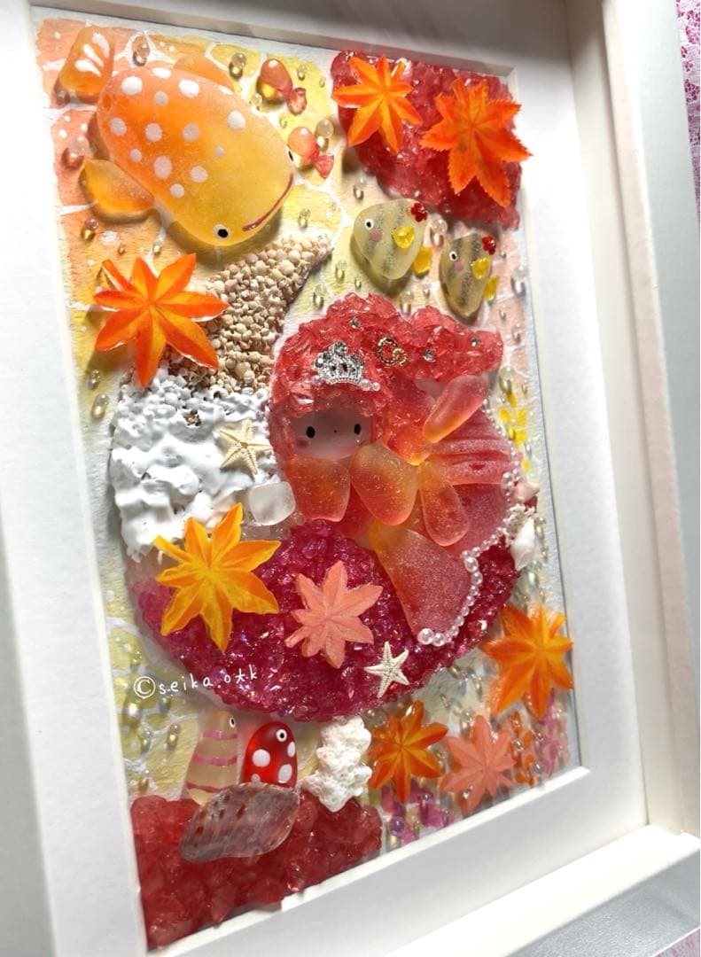 秋めく海のお月様 プリンセス インテリア アクアリウム シーグラスアート 置物