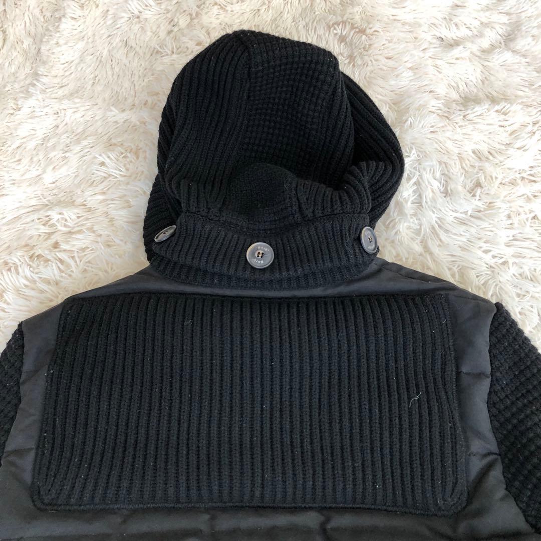 Barkバーク　ニット切替ダウンジャケット　ブラック黒　L　フード脱着可