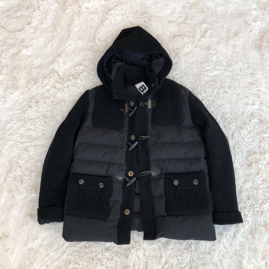 Barkバーク　ニット切替ダウンジャケット　ブラック黒　L　フード脱着可