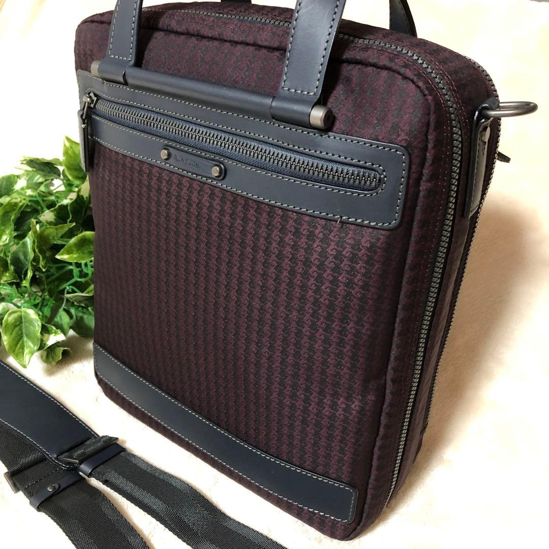 未使用　ポールスミス　ブリーフケース　ビジネスバッグ　千鳥格子　大容量　3way