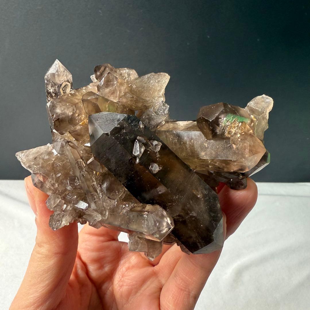 【chun】天然石スモーキークォーツのクラスター　置物NO.020104