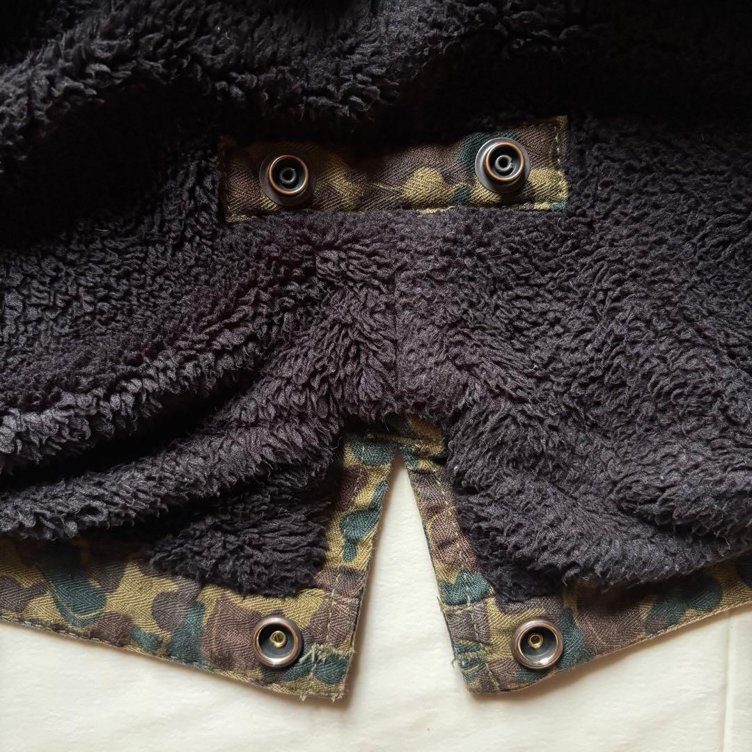 【日本製】 桃太郎ジーンズ 迷彩柄モッズコート 裏地ボア サイズ38