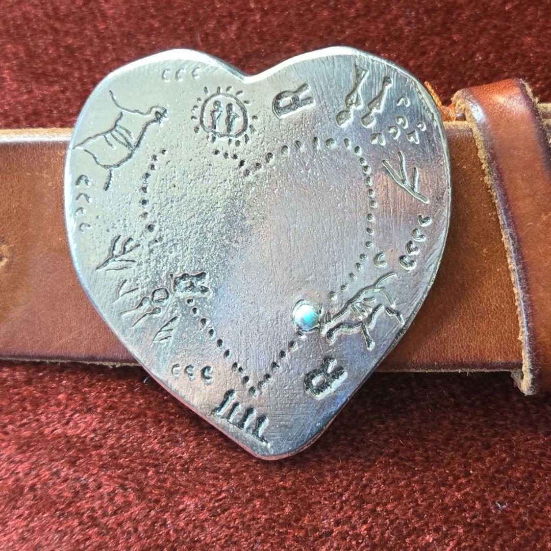 【希少】45rpm 45R ブラウンレザー ハート型バックル ベルト