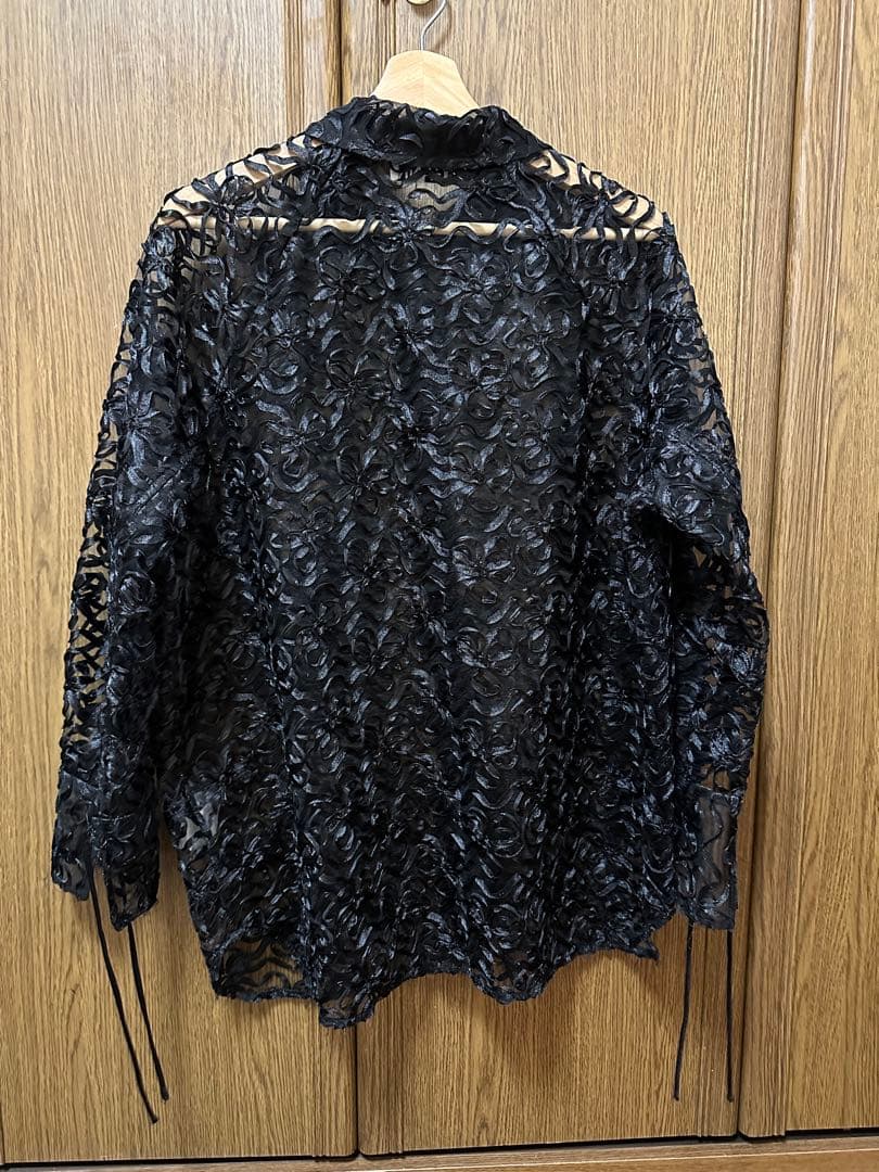 トップス 2024SSGANNI RIBBONTULLERAGLAN SHIRT