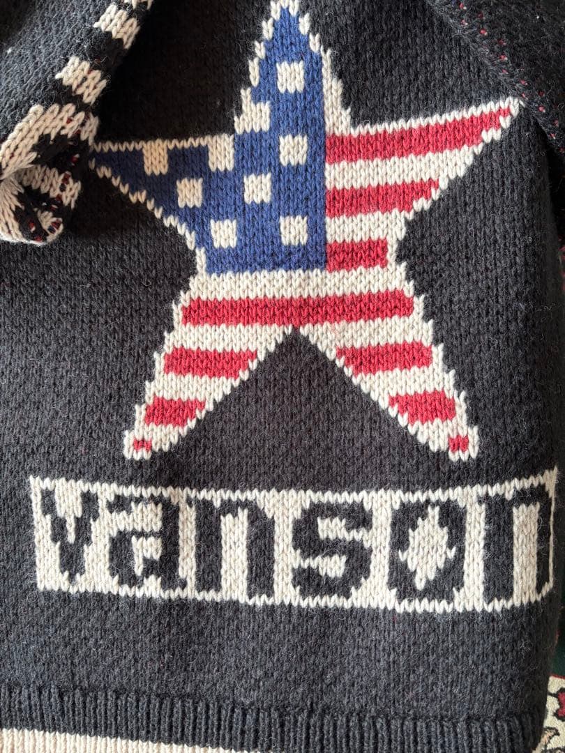 【本物】VANSON バンソン カウチンニット　NVKN-701 ジップ　XL