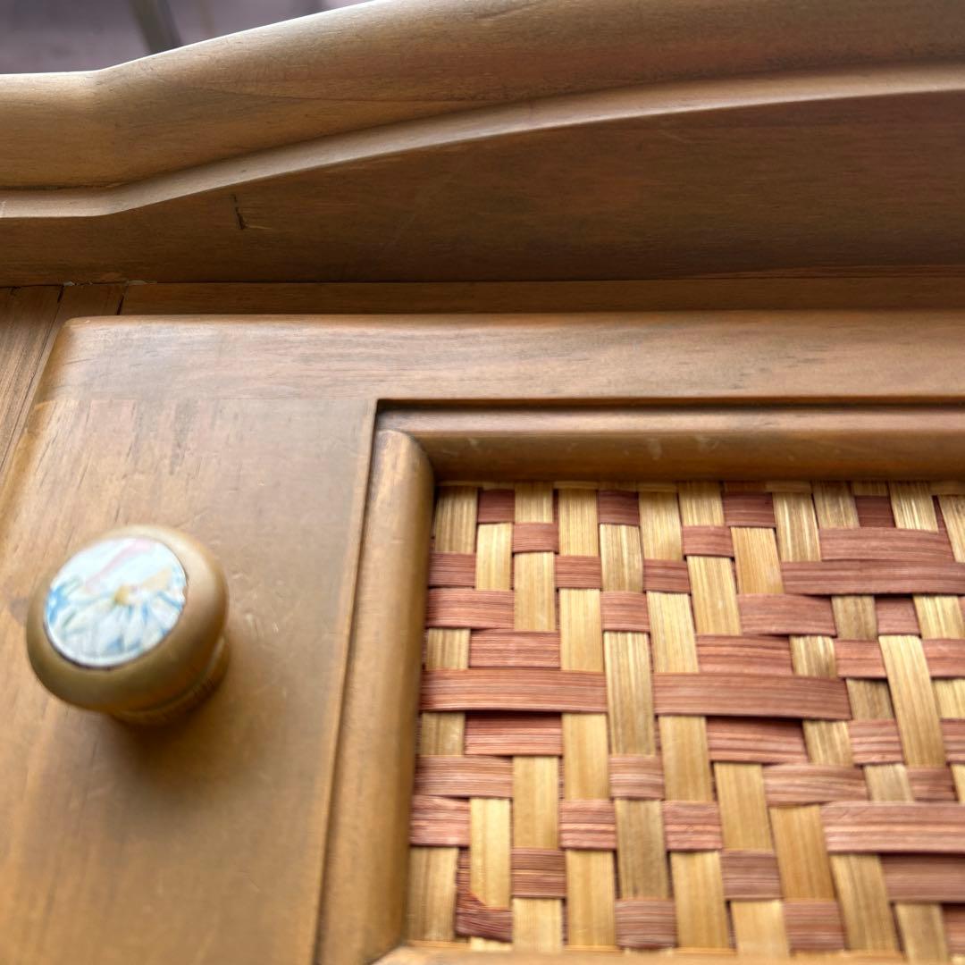 全国家具工業連合会　ボタニカル　ラタンチェスト　編み込み　4段　アンティーク
