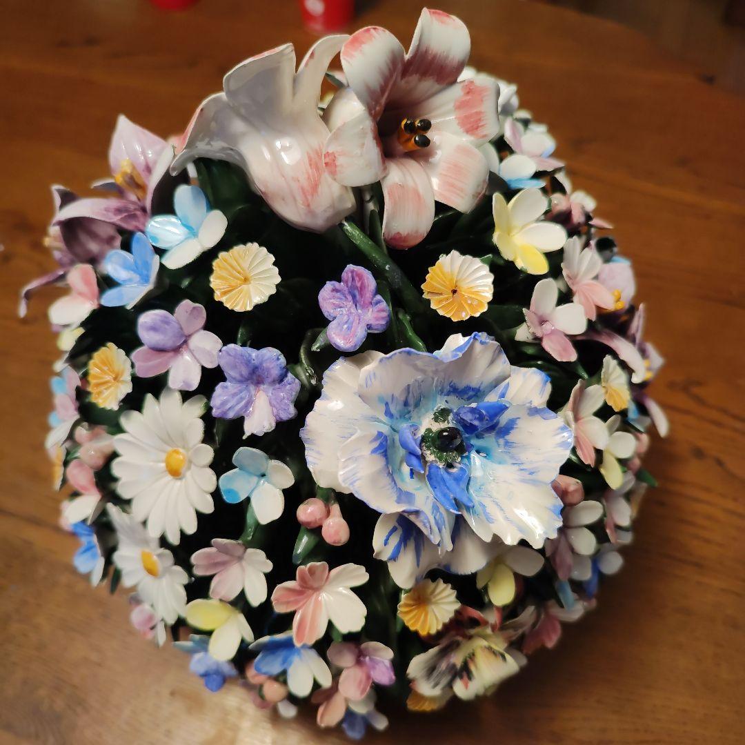 【美品】カポディモンテ　CAPODIMONTE イタリア　陶花　35cm