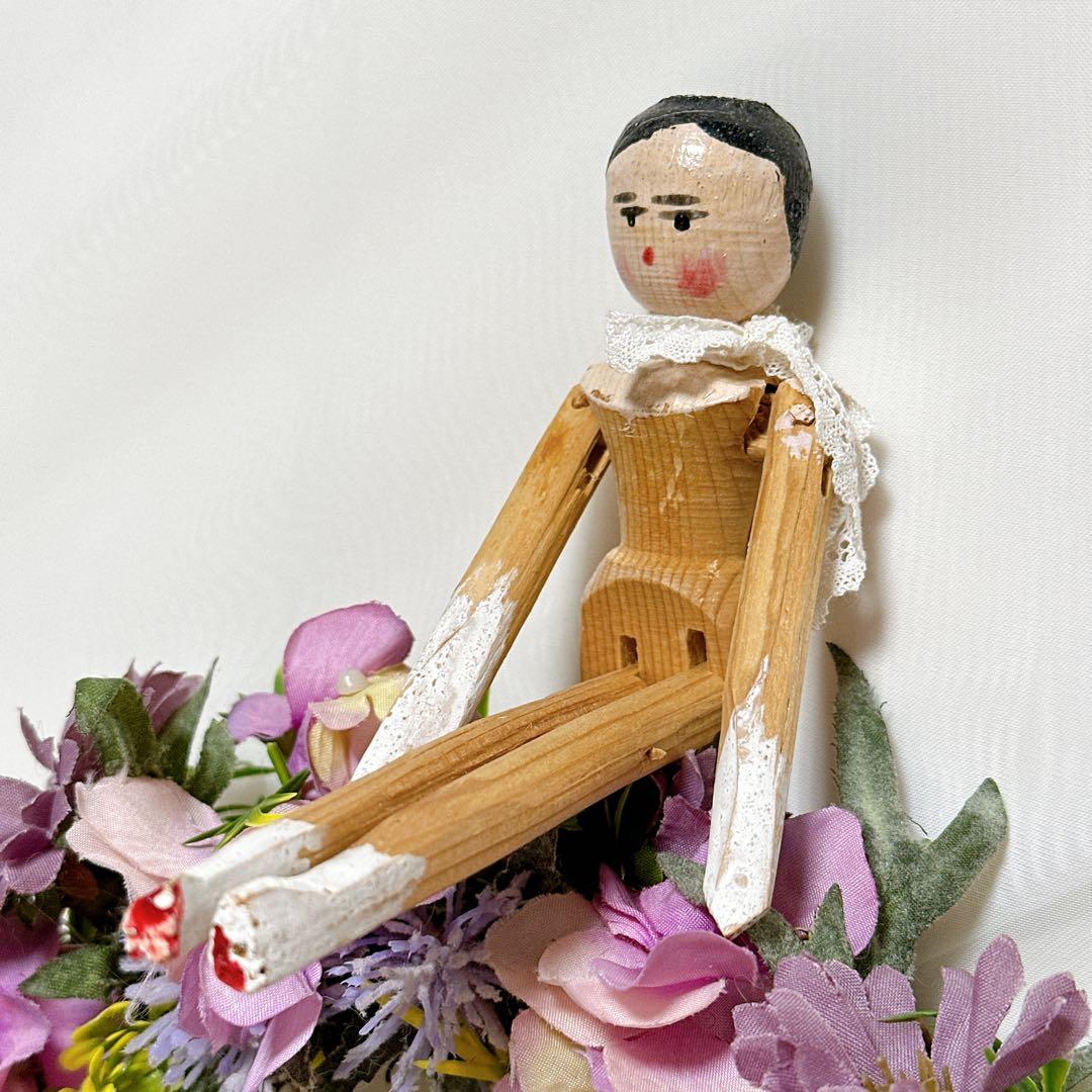 まーちゃん 様　❤️小さなペグドール❤️ アンティークウッデンドール　木製人形