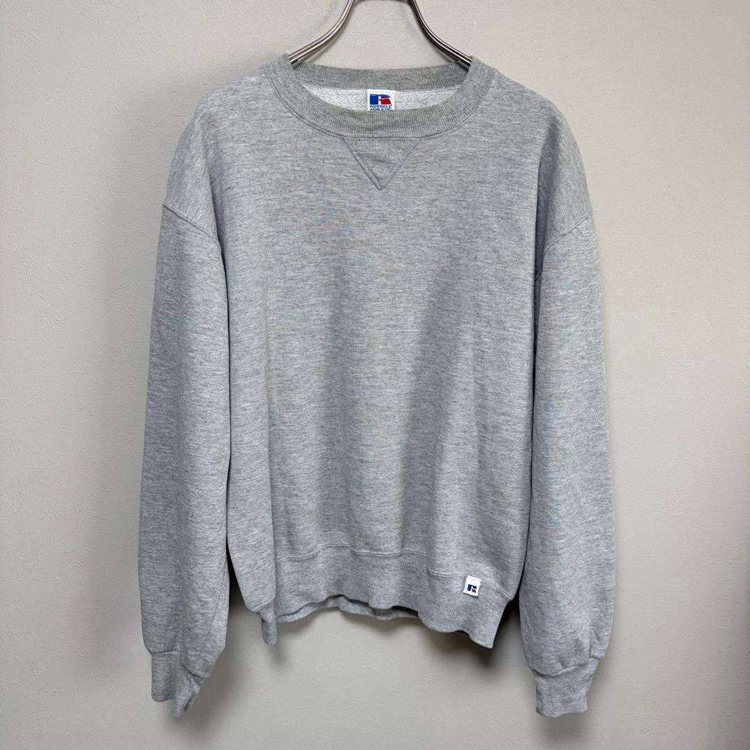90s USA製 ラッセルアスレチック スウェット 無地 Vガゼット M グレー