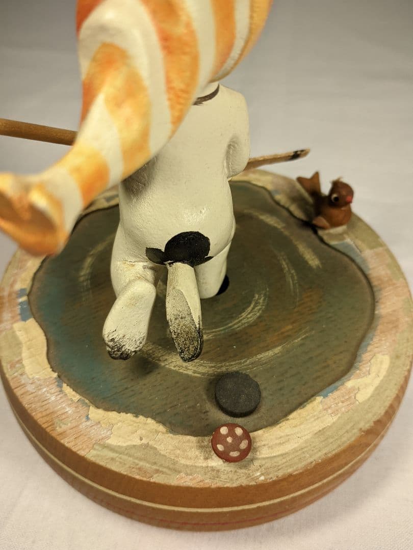 希少品 アンリ社製 ANRI スヌーピー アイスホッケー 木彫り人形オルゴール