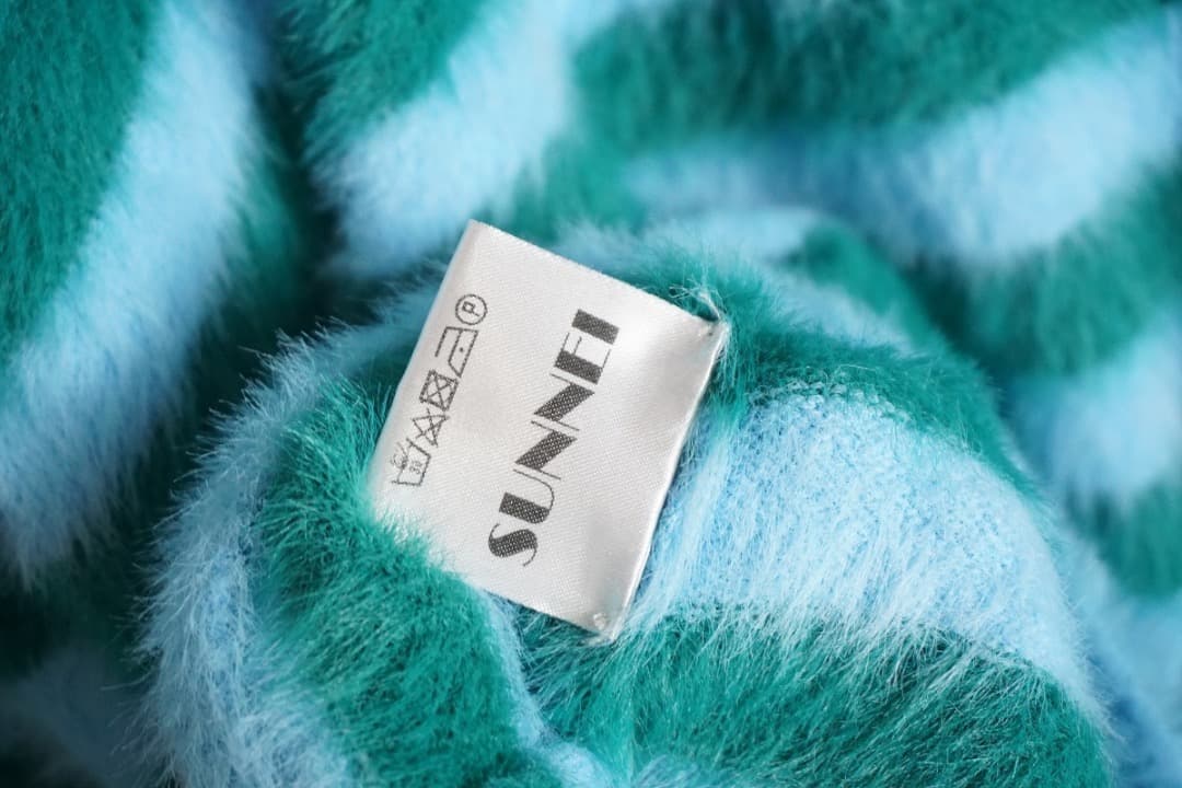 美品SUNNEI スンネイ ハーフジップ ニット セーター ボーダー 119P▲