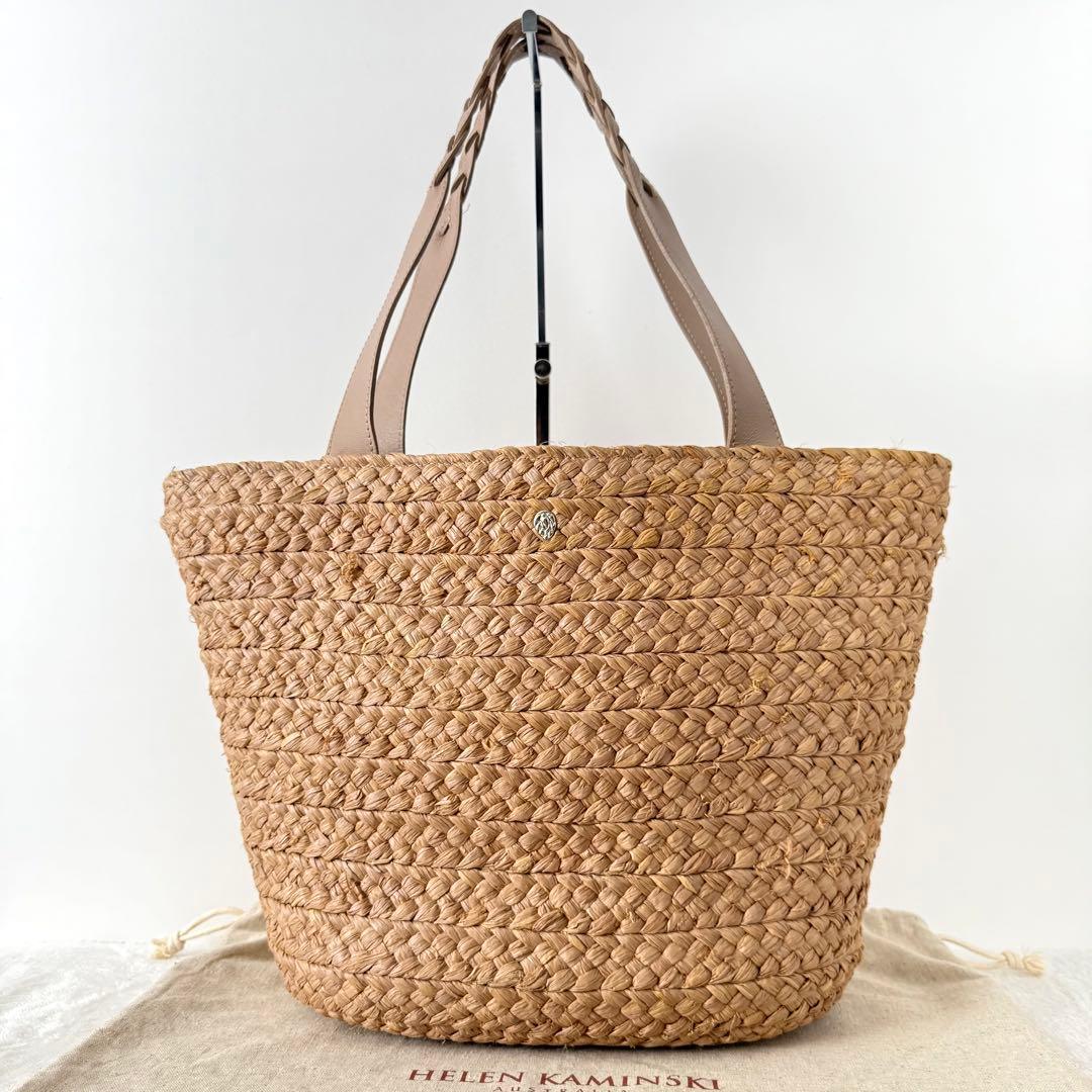 【極美品✨️】ヘレンカミンスキー ラフィア レザーハンドルトートバッグ Mサイズ