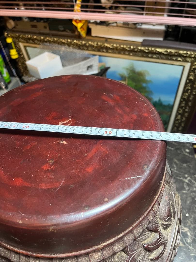 中国木彫椅子 龍 、鳳凰 、彫刻 、縁起物 、スツール マホガニー中国樽