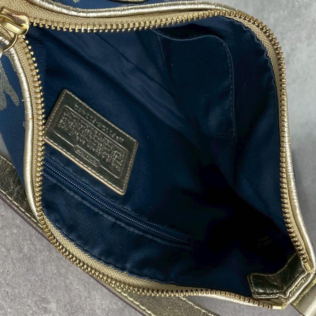 ✨美品✨コーチ　ポピー　ショルダーバッグ　2way ハート　スクリプトロゴ　紺色