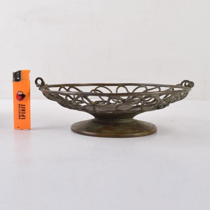 金工師　加茂霊峰造　蝋型鋳銅　果物器　盛器　共箱　M　R8054