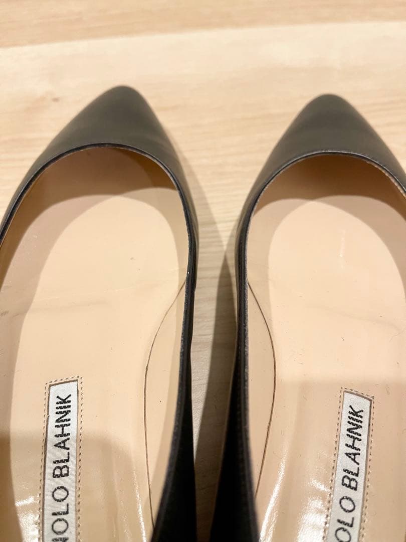 美品MANOLO BLAHNIKマノロブラニク フラットパンプスBLACK黒35