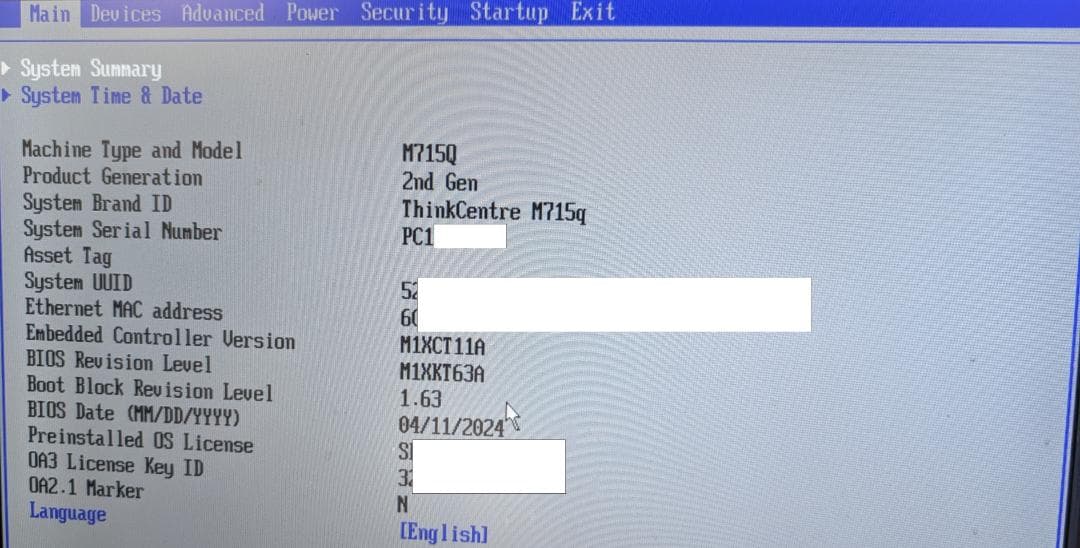 ミニPC Lenovo tiny m715q gen2