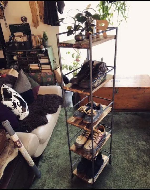 アイアン家具　シューズラック　シェルフ  男前　無骨　オーダーメイド　アカシア材