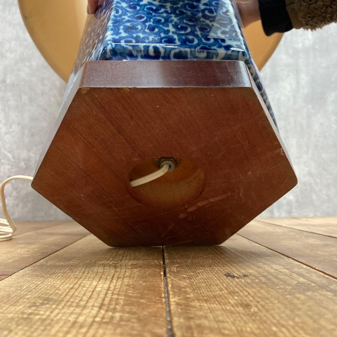 D-2 【希少】シノワズリ 磁器製 テーブルランプ 藍色 雲龍紋様 アンティーク