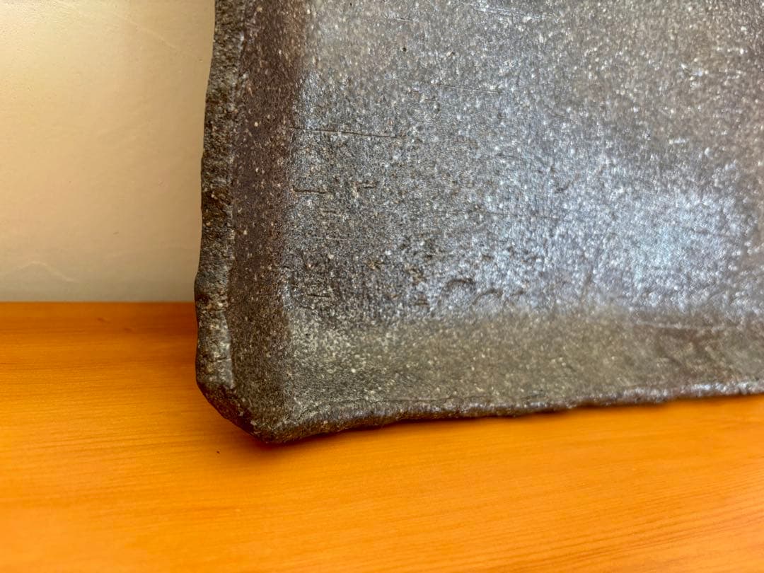 作家陶器 四角大皿 黒