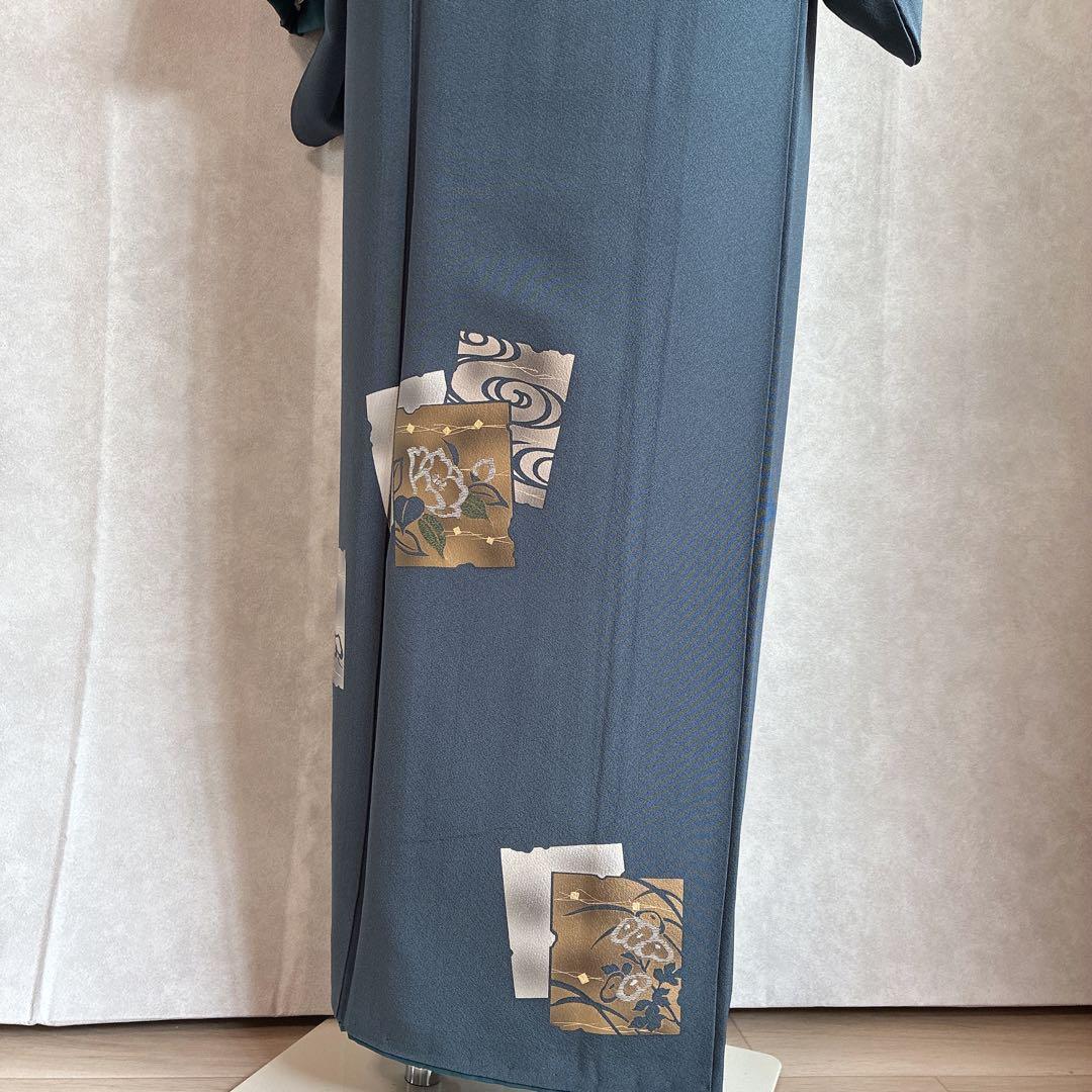 付け下げ　フルセット　着物　正絹　訪問着　袷　色紙　万寿菊　G4