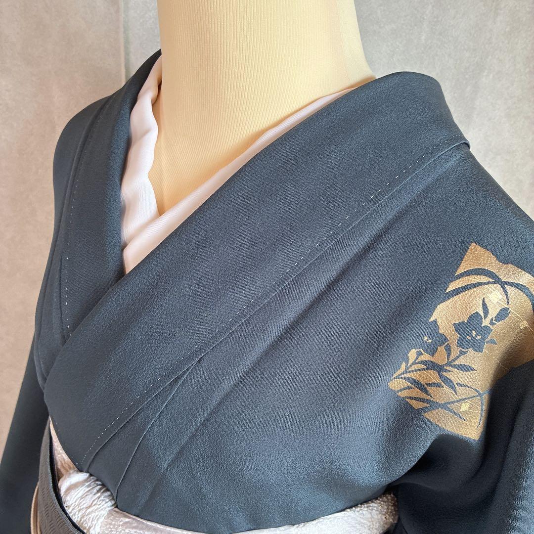 付け下げ　フルセット　着物　正絹　訪問着　袷　色紙　万寿菊　G4