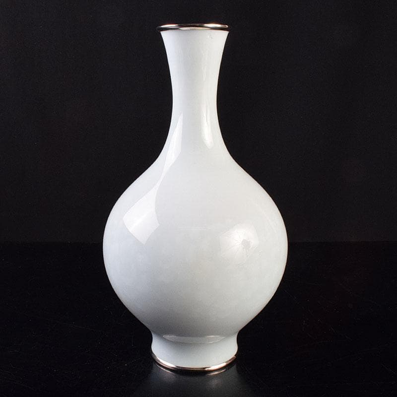 Gojyo　七宝焼　安藤七宝店造　青玉釉唐草文花瓶　共箱　D　R9181H