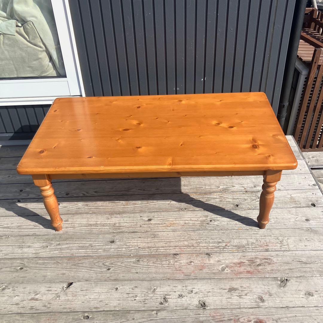 北欧レトロ 無垢材 パイン材 木製 センターテーブル カントリーテーブル 古家具