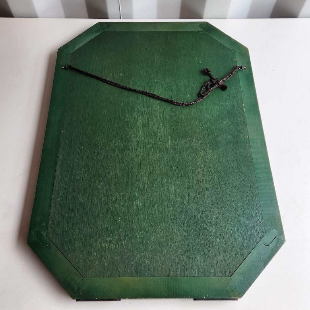 美品 ヴィンテージ　木製フレーム　8角形　ウォールミラー 壁掛け鏡 天然木 鏡