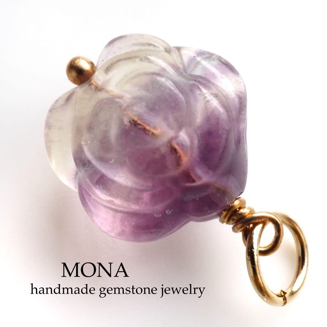 【Ruby】インプレッションストーン×淡水パールのデザインネックレス