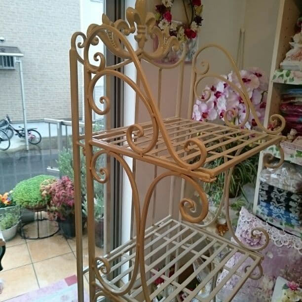 ホワイトアイアンラック5段