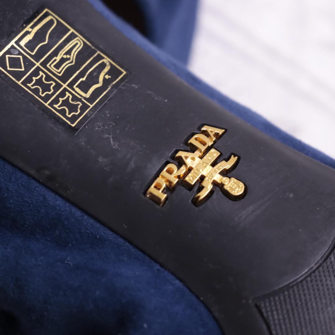 PRADA プラダ スエードレザー　ミュール　ヒール　リボン　パンプス