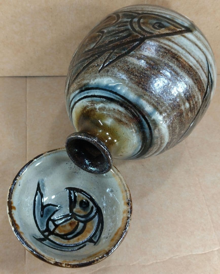 【本物保証】金城次郎「徳利」「壷屋焼 ぐい呑」2セット全共箱 栞2 人間国宝