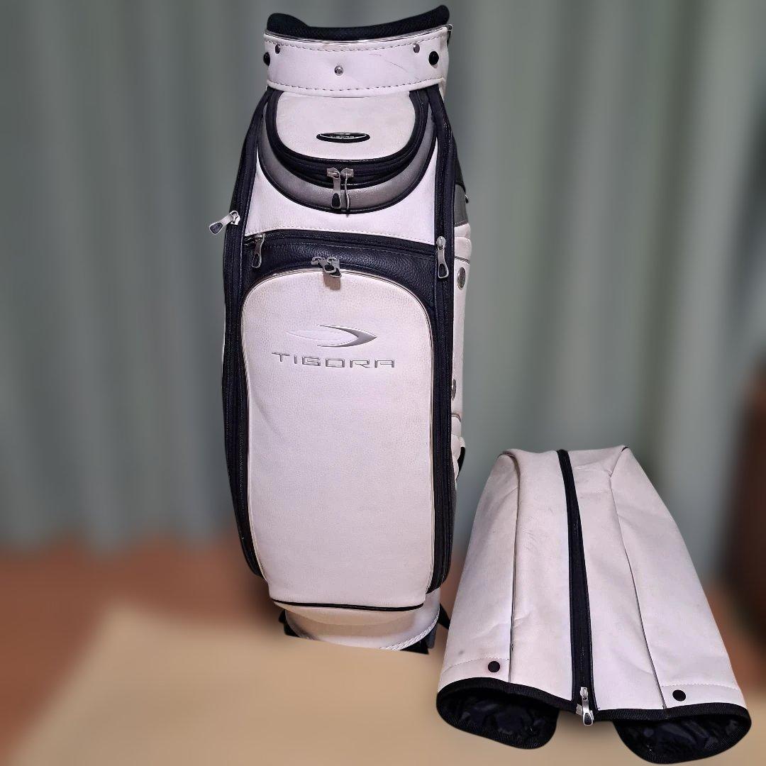 ティゴラゴルフキャディバッグ本格３点式ツアーバック。フード付き。9.5インチ