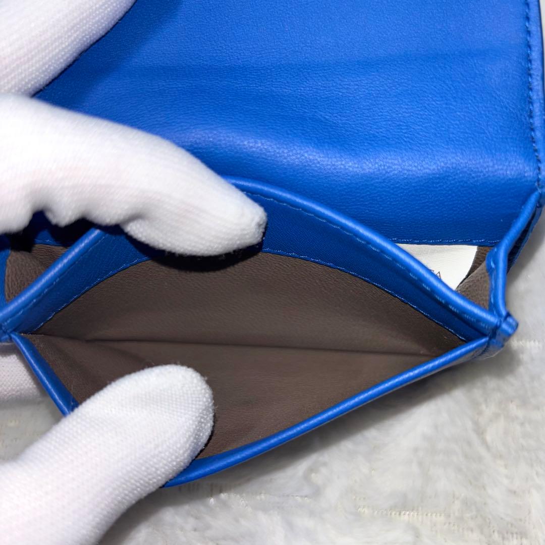 【レア✨】BOTTEGA VENETA イントレチャート 名刺入れ ブルー 青