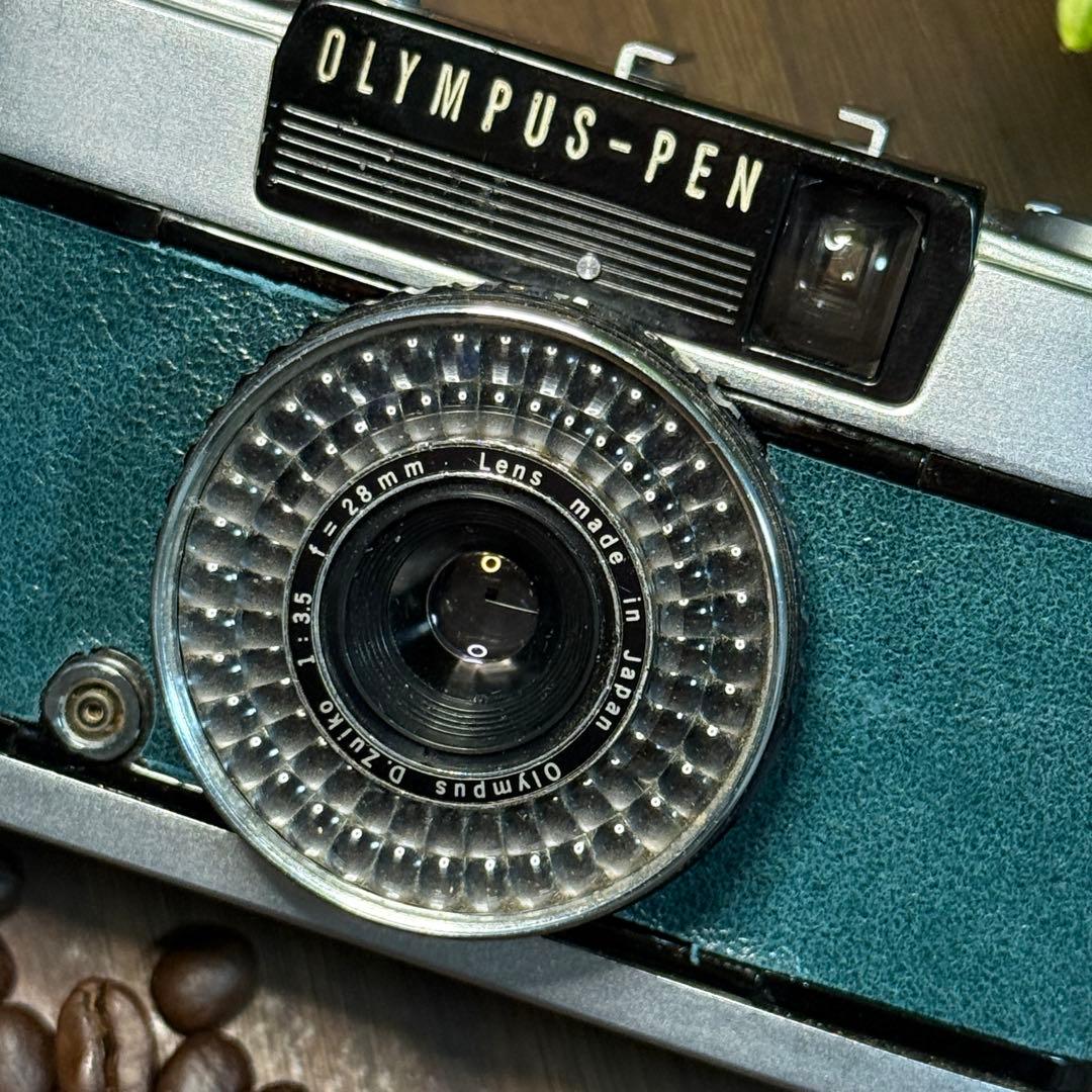 ✴️シボ革グリーンレザー✴️実写・分解整備済✴️オリンパスPEN EE-3 美品‼️