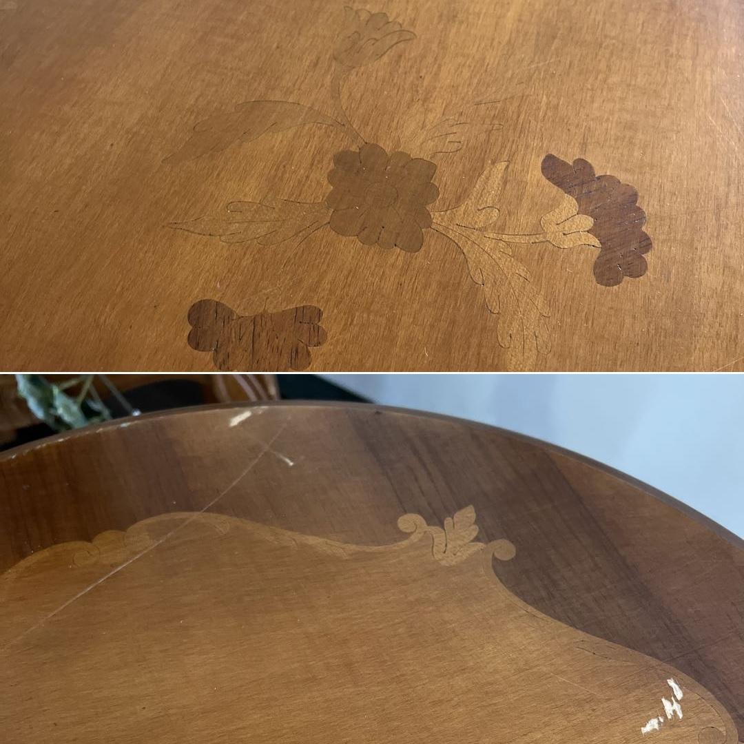 k987r115 イタリア製 象嵌細工のサイドテーブル コーヒーテーブル 円形