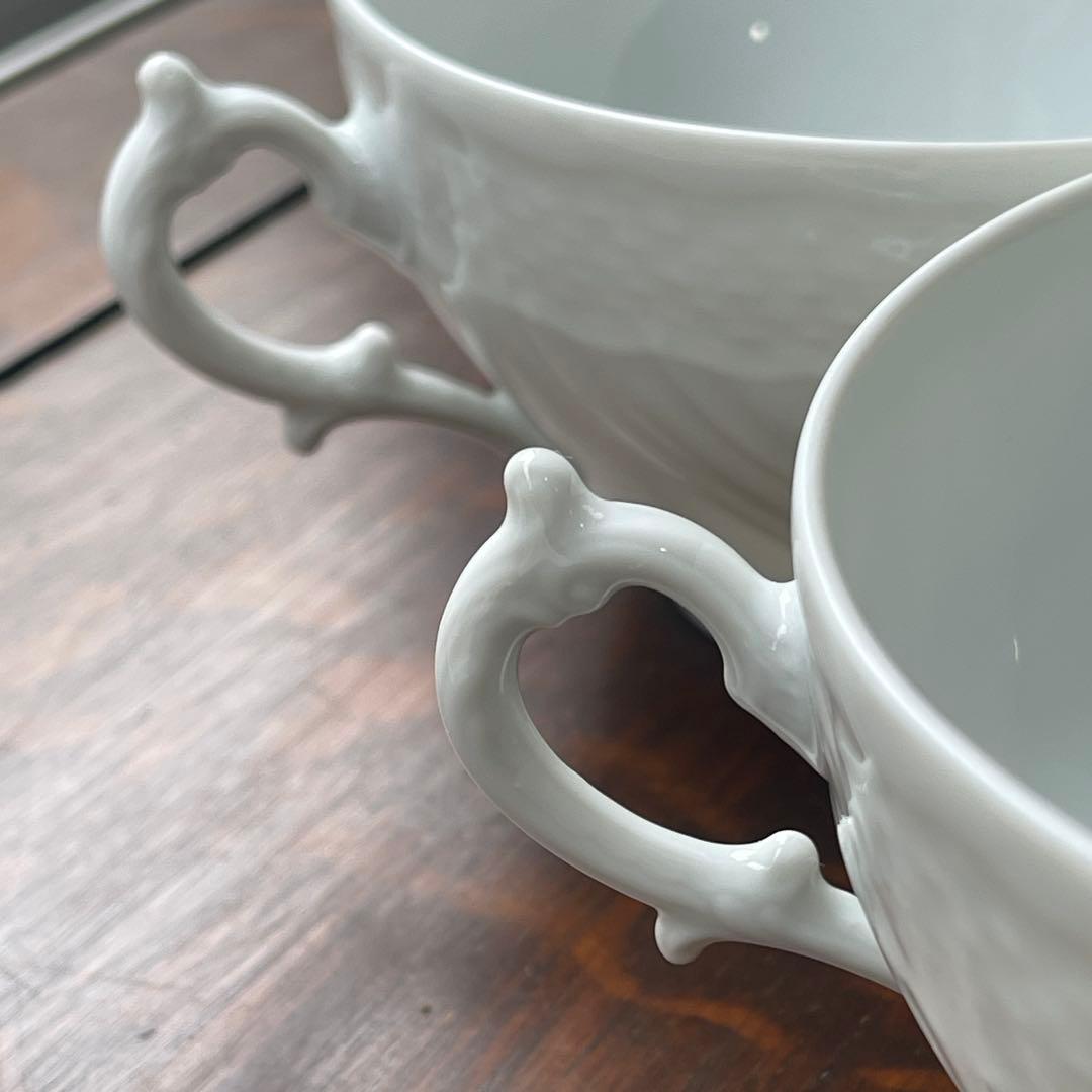 希少レアサイズ！リチャードジノリ　ベッキオホワイト　ティー兼用スープカップ　ペア