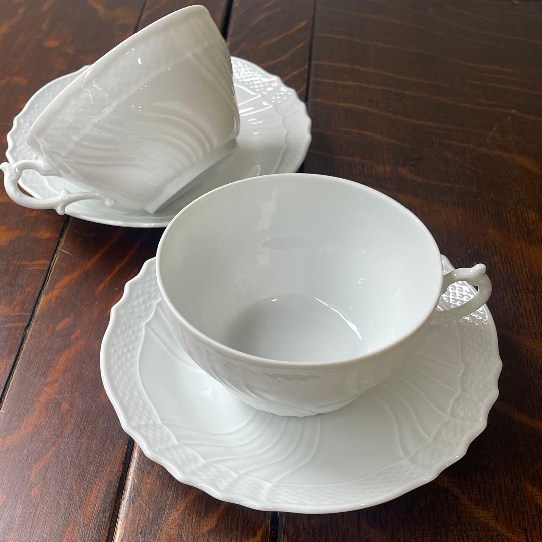 希少レアサイズ！リチャードジノリ　ベッキオホワイト　ティー兼用スープカップ　ペア