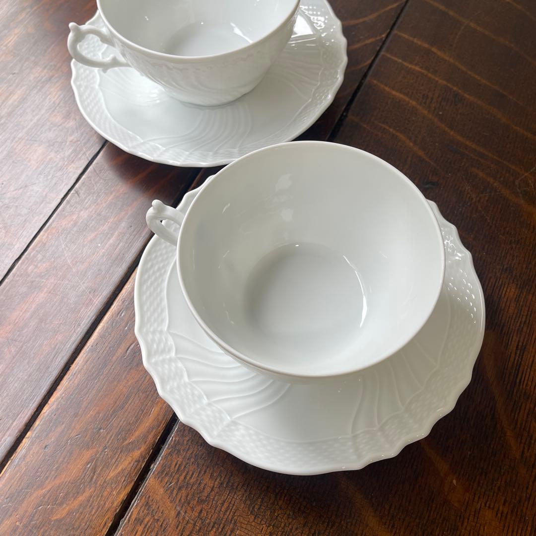 希少レアサイズ！リチャードジノリ　ベッキオホワイト　ティー兼用スープカップ　ペア