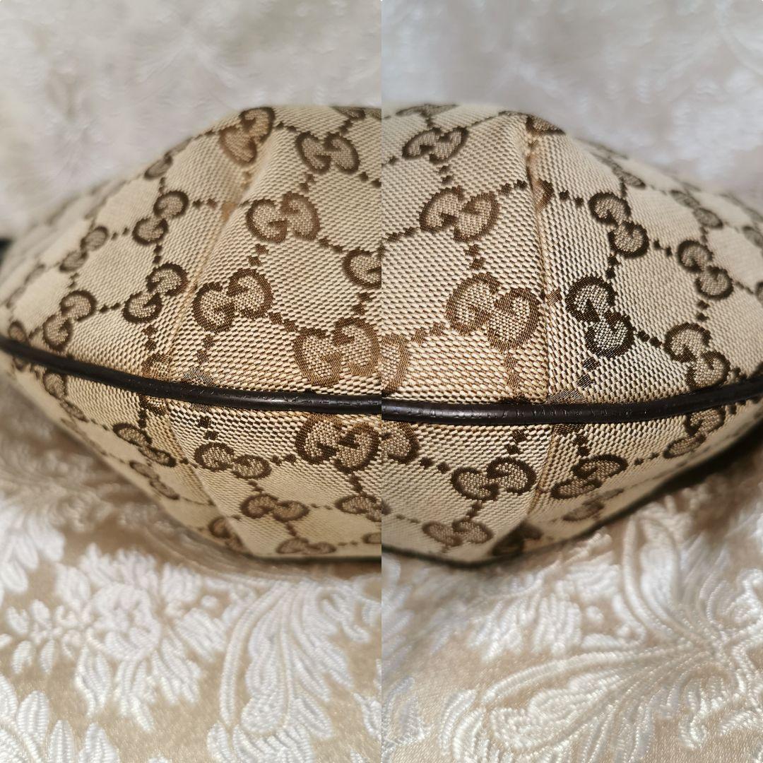 美品　GUCCI　GG　キャンバス　ショルダーバッグ　斜め掛け　カーキベージュ